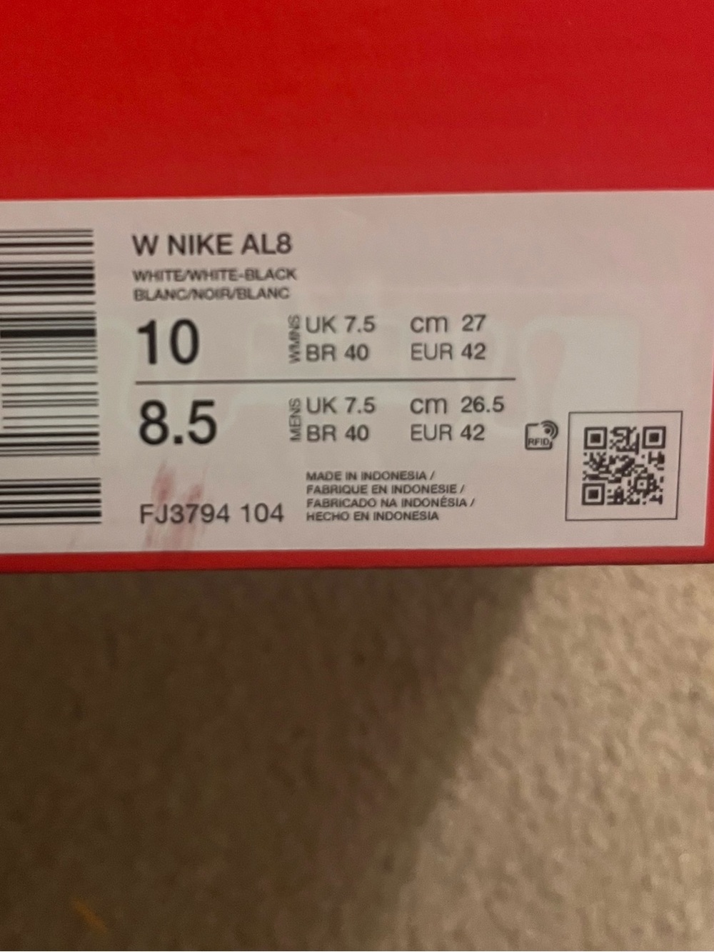 Nike White and Black - AL8 W